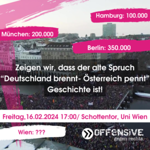 Demoaufruf: Kein Platz für Faschos, 16.02.2024, 17 Uhr, Wien Hauptuni