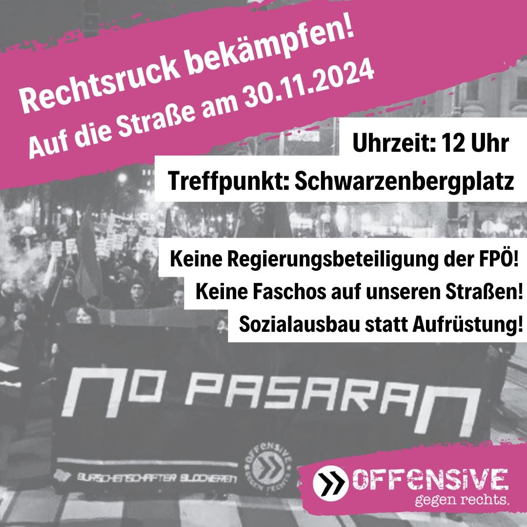 Demo gegen den faschistischen Aufmarsch in Wien am 30.11. um 12 Uhr in Wien, Schwarzenbergplatz