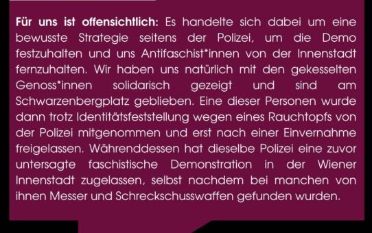 Zu den faschistischen und antifaschistischen Demos am 30.11.