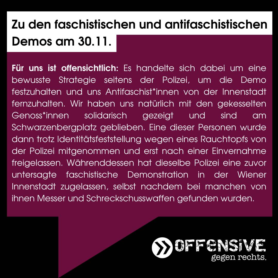 Zu den faschistischen und antifaschistischen Demos am 30.11.