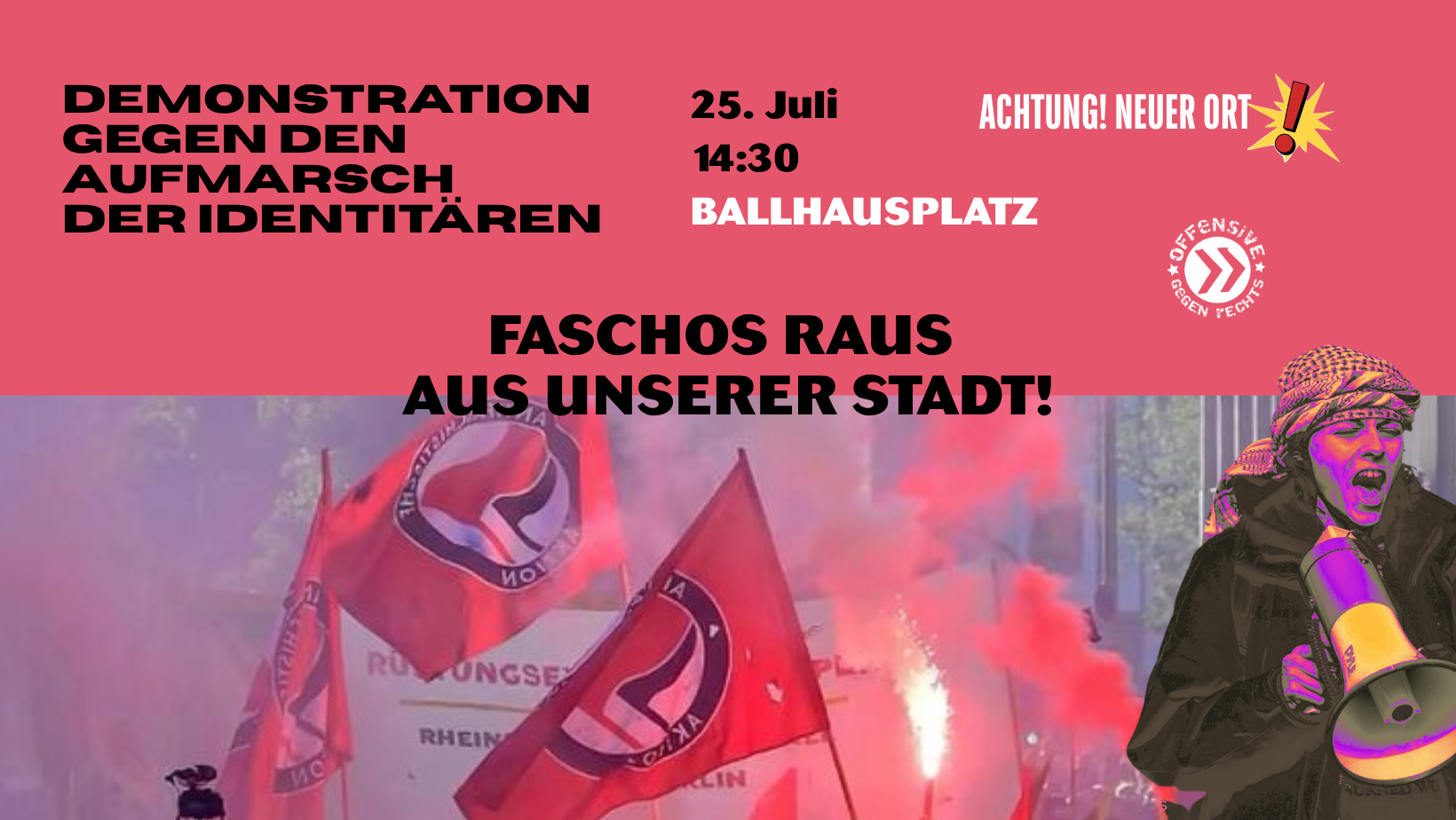 Keinen Fußbreit den Faschist*innen! Demonstration gegen den identitären Aufmarsch am 25.07.2026